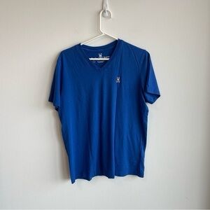 PSYCHO BUNNY MENS CLASSIC V NECK TEE Blue Size Medium